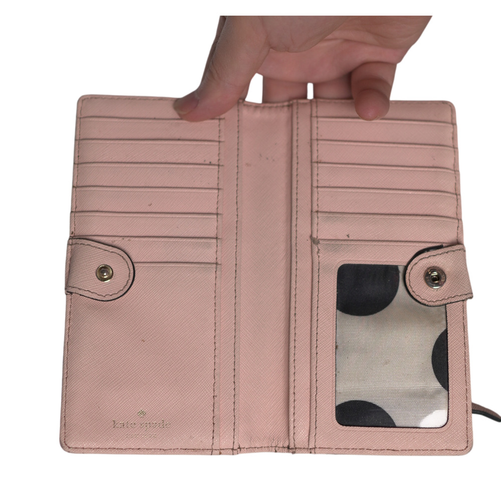 Kate Spade Stacy Wallet Cream Black Saffiano Leather Bifold - Picture 8 of 10